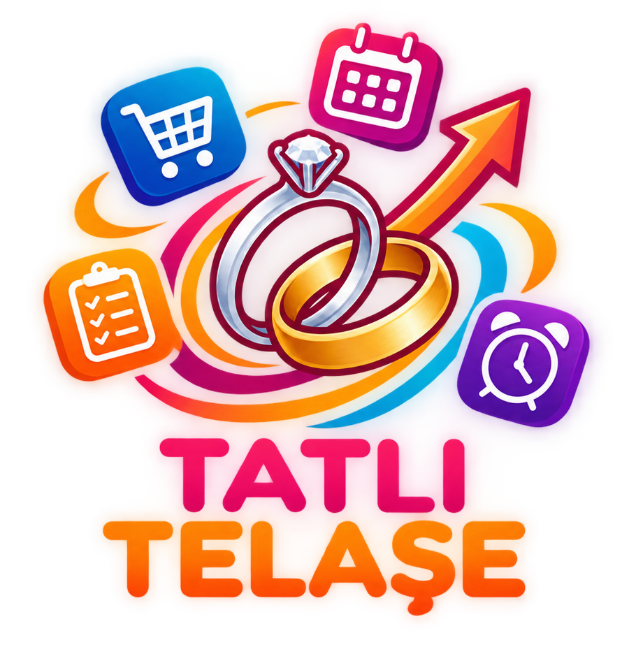 Tatlı Telaşe logosu: iç içe geçmiş alyanslar, takvim, alışveriş ve görev ikonları